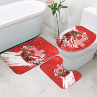Personalized Switzerland Football Alpine Goat Bathroom Set Swiss Flag Snow Mountain - Soccer Mascot