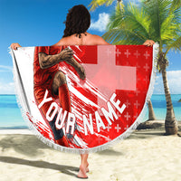 Personalized Switzerland Football Alpine Goat Beach Blanket Swiss Flag Snow Mountain - Soccer Mascot