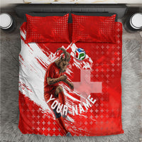 Personalized Switzerland Football Alpine Goat Bedding Set Swiss Flag Snow Mountain - Soccer Mascot