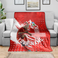 Personalized Switzerland Football Alpine Goat Blanket Swiss Flag Snow Mountain - Soccer Mascot