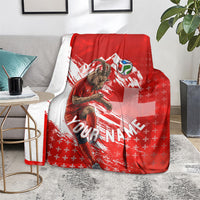 Personalized Switzerland Football Alpine Goat Blanket Swiss Flag Snow Mountain - Soccer Mascot