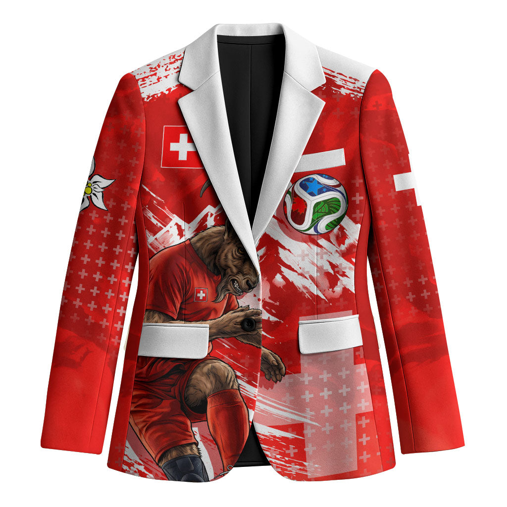 Personalized Switzerland Football Alpine Goat Blazer Swiss Flag Snow Mountain - Soccer Mascot