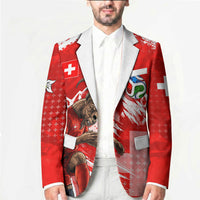 Personalized Switzerland Football Alpine Goat Blazer Swiss Flag Snow Mountain - Soccer Mascot