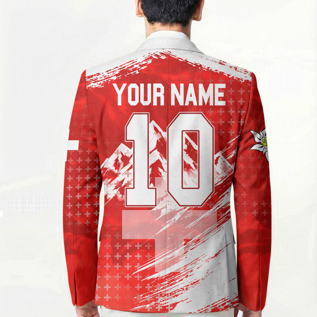 Personalized Switzerland Football Alpine Goat Blazer Swiss Flag Snow Mountain - Soccer Mascot