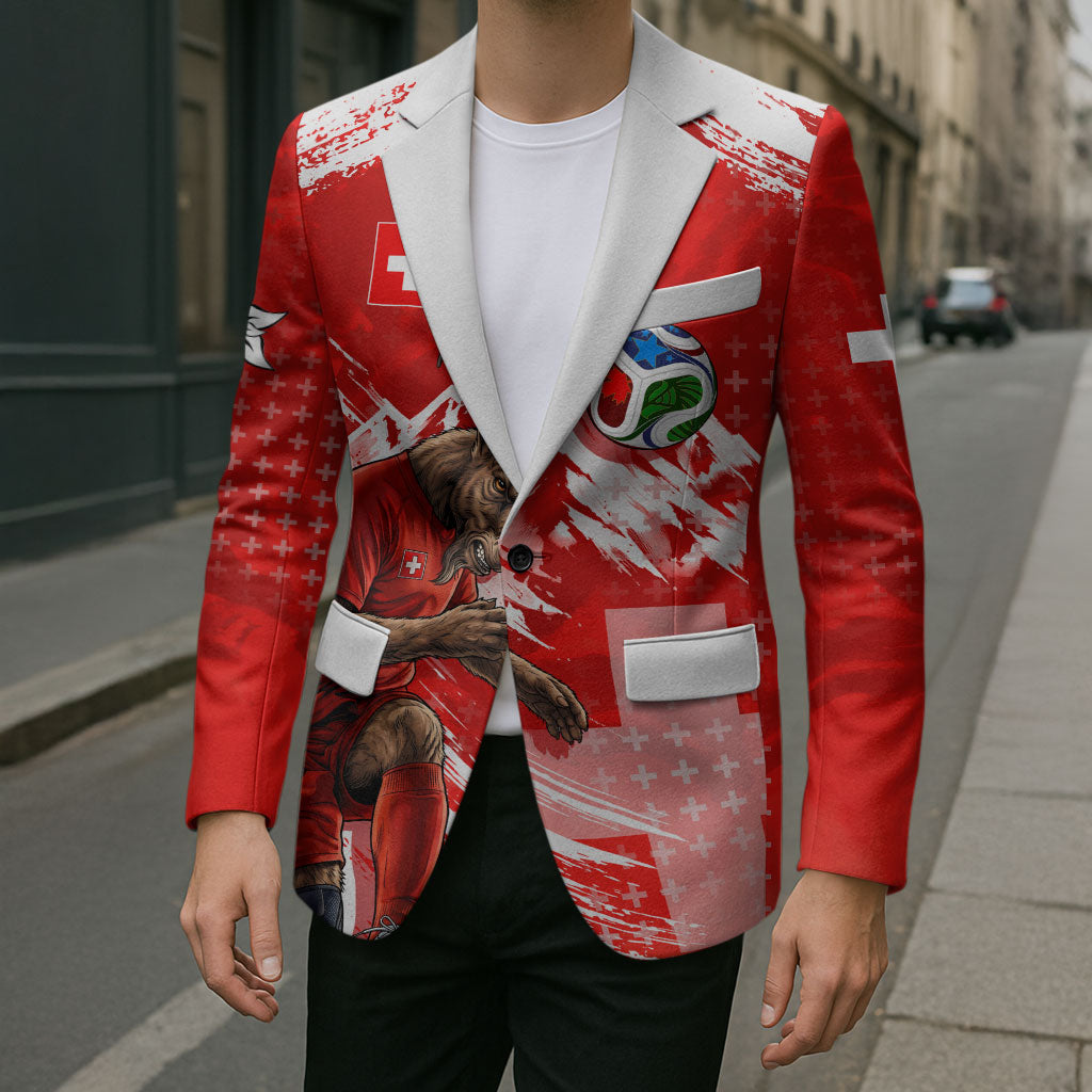 Personalized Switzerland Football Alpine Goat Blazer Swiss Flag Snow Mountain - Soccer Mascot