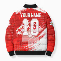 Personalized Switzerland Football Alpine Goat Bomber Puffer Jacket Swiss Flag Snow Mountain - Soccer Mascot