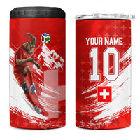 Personalized Switzerland Football Alpine Goat 4 in 1 Can Cooler Tumbler Swiss Flag Snow Mountain - Soccer Mascot
