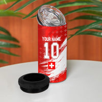 Personalized Switzerland Football Alpine Goat 4 in 1 Can Cooler Tumbler Swiss Flag Snow Mountain - Soccer Mascot