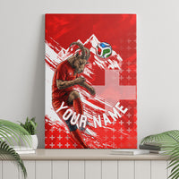 Personalized Switzerland Football Alpine Goat Canvas Wall Art Swiss Flag Snow Mountain - Soccer Mascot