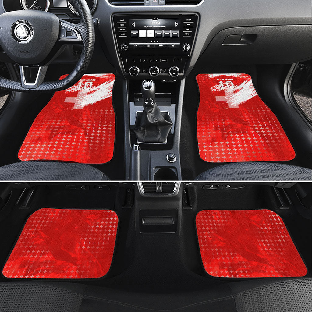 Personalized Switzerland Football Alpine Goat Car Mats Swiss Flag Snow Mountain - Soccer Mascot