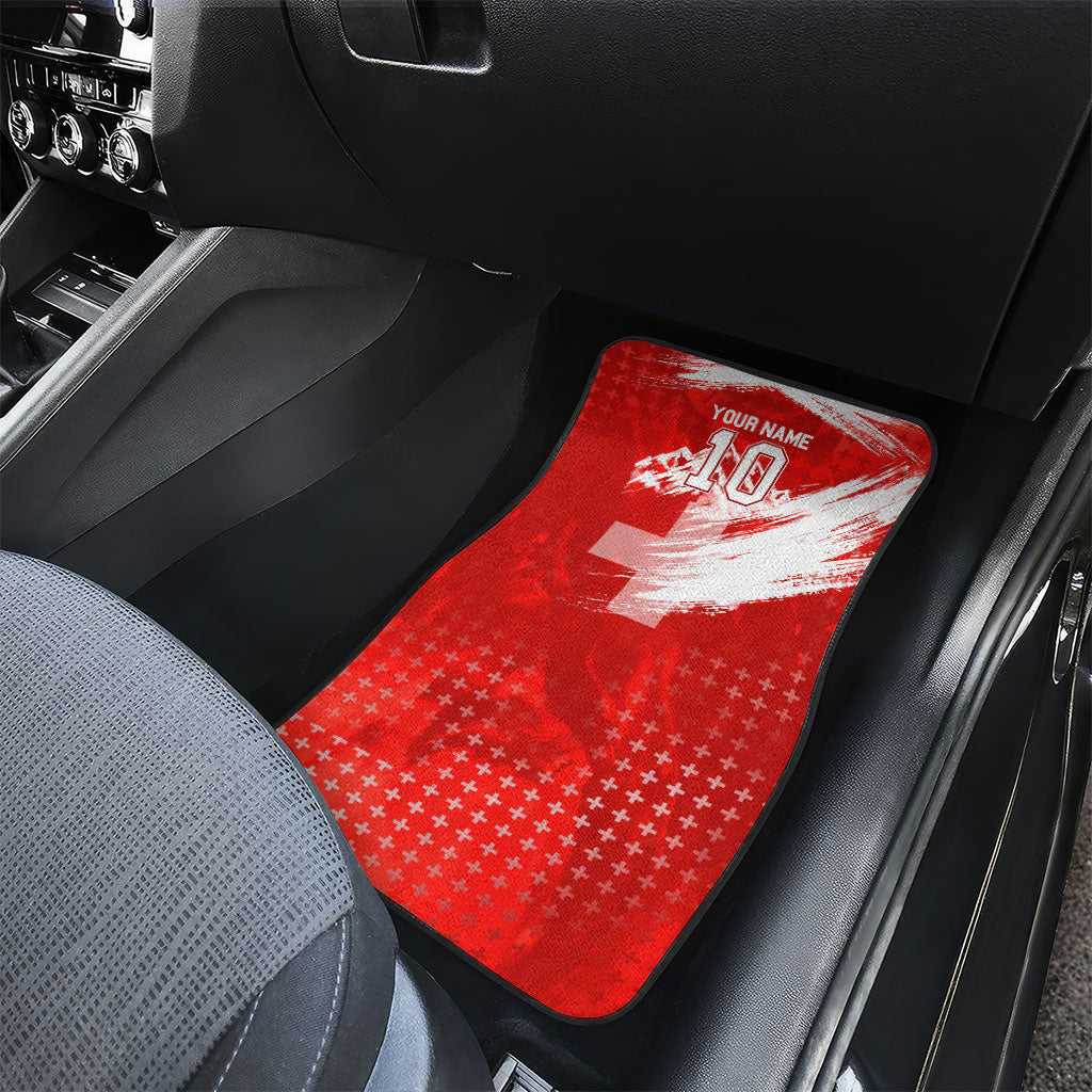Personalized Switzerland Football Alpine Goat Car Mats Swiss Flag Snow Mountain - Soccer Mascot