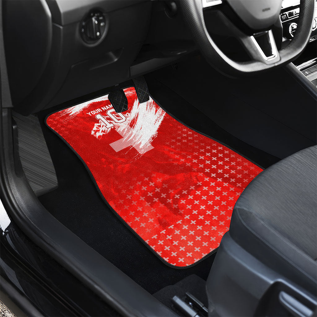 Personalized Switzerland Football Alpine Goat Car Mats Swiss Flag Snow Mountain - Soccer Mascot