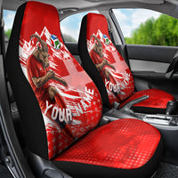 Personalized Switzerland Football Alpine Goat Car Seat Cover Swiss Flag Snow Mountain - Soccer Mascot