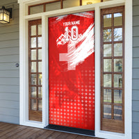 Personalized Switzerland Football Alpine Goat Door Cover Swiss Flag Snow Mountain - Soccer Mascot