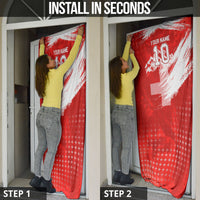 Personalized Switzerland Football Alpine Goat Door Cover Swiss Flag Snow Mountain - Soccer Mascot