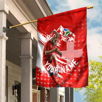 Personalized Switzerland Football Alpine Goat Garden Flag Swiss Flag Snow Mountain - Soccer Mascot