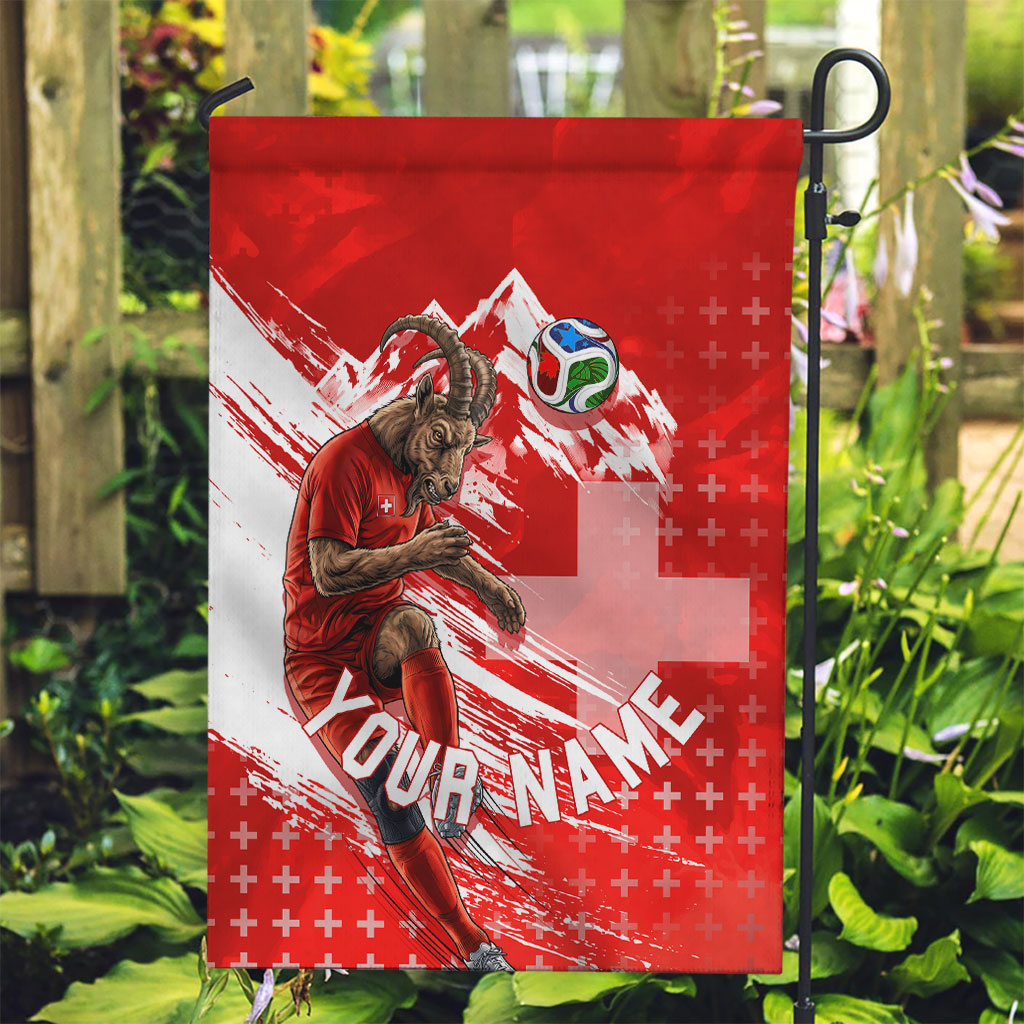Personalized Switzerland Football Alpine Goat Garden Flag Swiss Flag Snow Mountain - Soccer Mascot