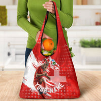 Personalized Switzerland Football Alpine Goat Grocery Bag Swiss Flag Snow Mountain - Soccer Mascot