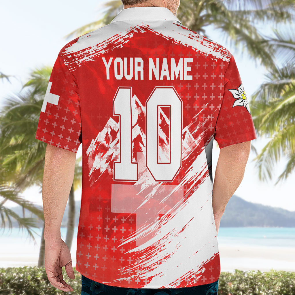 Personalized Switzerland Football Alpine Goat Hawaiian Shirt Swiss Flag Snow Mountain - Soccer Mascot