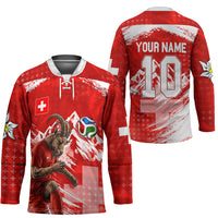 Personalized Switzerland Football Alpine Goat Hockey Jersey Swiss Flag Snow Mountain - Soccer Mascot