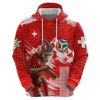Personalized Switzerland Football Alpine Goat Hoodie Swiss Flag Snow Mountain - Soccer Mascot