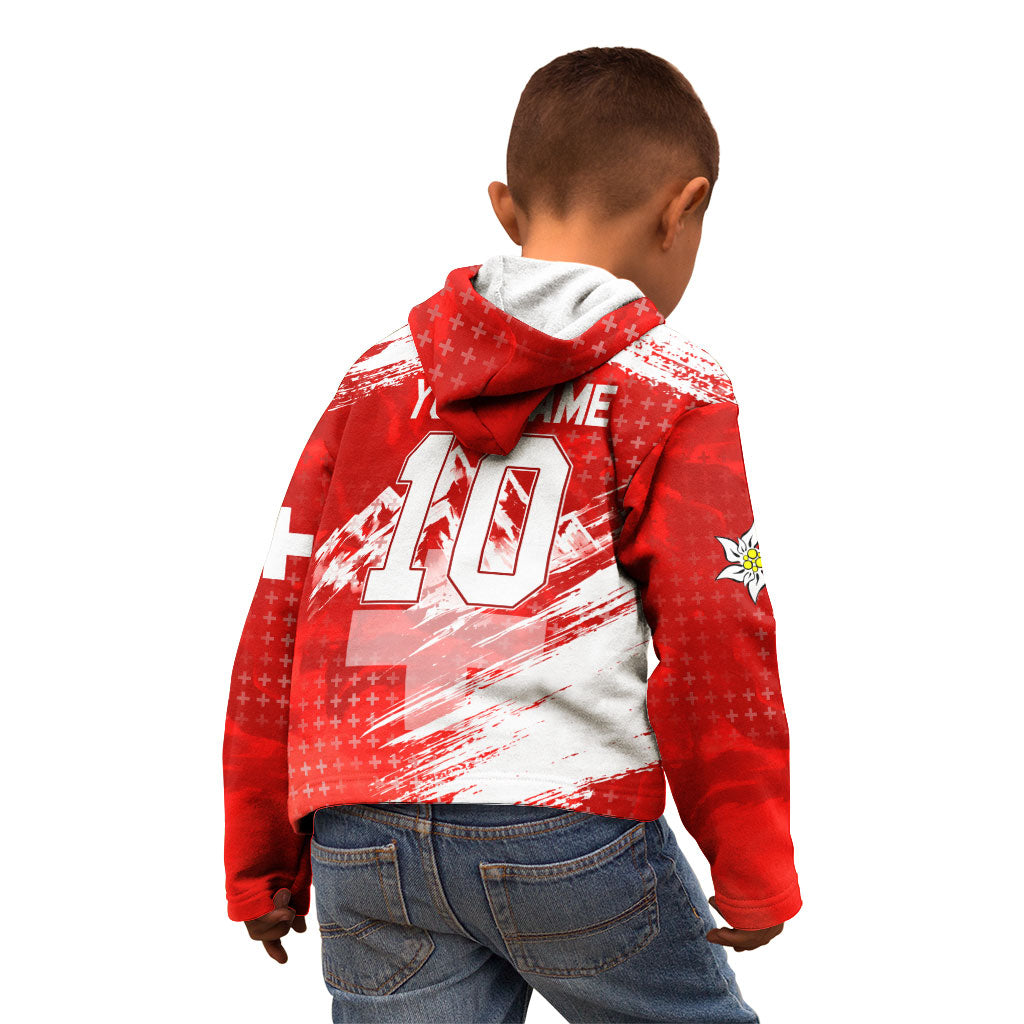 Personalized Switzerland Football Alpine Goat Kid Hoodie Swiss Flag Snow Mountain - Soccer Mascot