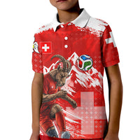 Personalized Switzerland Football Alpine Goat Kid Polo Shirt Swiss Flag Snow Mountain - Soccer Mascot