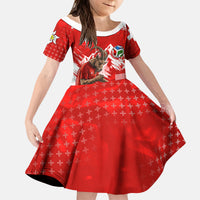 Personalized Switzerland Football Alpine Goat Kid Short Sleeve Dress Swiss Flag Snow Mountain - Soccer Mascot