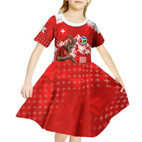 Personalized Switzerland Football Alpine Goat Kid Short Sleeve Dress Swiss Flag Snow Mountain - Soccer Mascot
