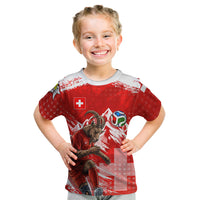 Personalized Switzerland Football Alpine Goat Kid T Shirt Swiss Flag Snow Mountain - Soccer Mascot