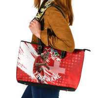 Personalized Switzerland Football Alpine Goat Leather Tote Bag Swiss Flag Snow Mountain - Soccer Mascot