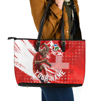 Personalized Switzerland Football Alpine Goat Leather Tote Bag Swiss Flag Snow Mountain - Soccer Mascot