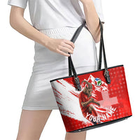 Personalized Switzerland Football Alpine Goat Leather Tote Bag Swiss Flag Snow Mountain - Soccer Mascot