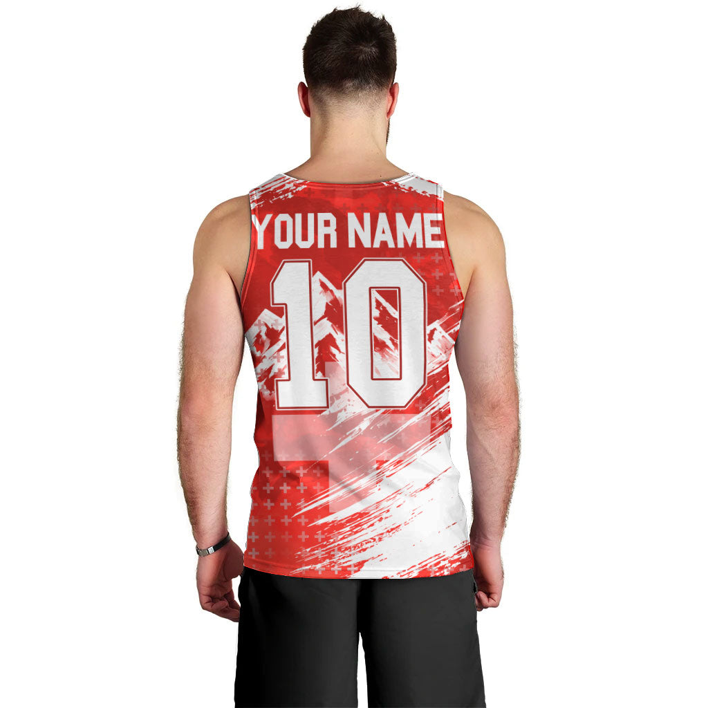 Personalized Switzerland Football Alpine Goat Men Tank Top Swiss Flag Snow Mountain - Soccer Mascot