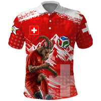 Personalized Switzerland Football Alpine Goat Polo Shirt Swiss Flag Snow Mountain - Soccer Mascot