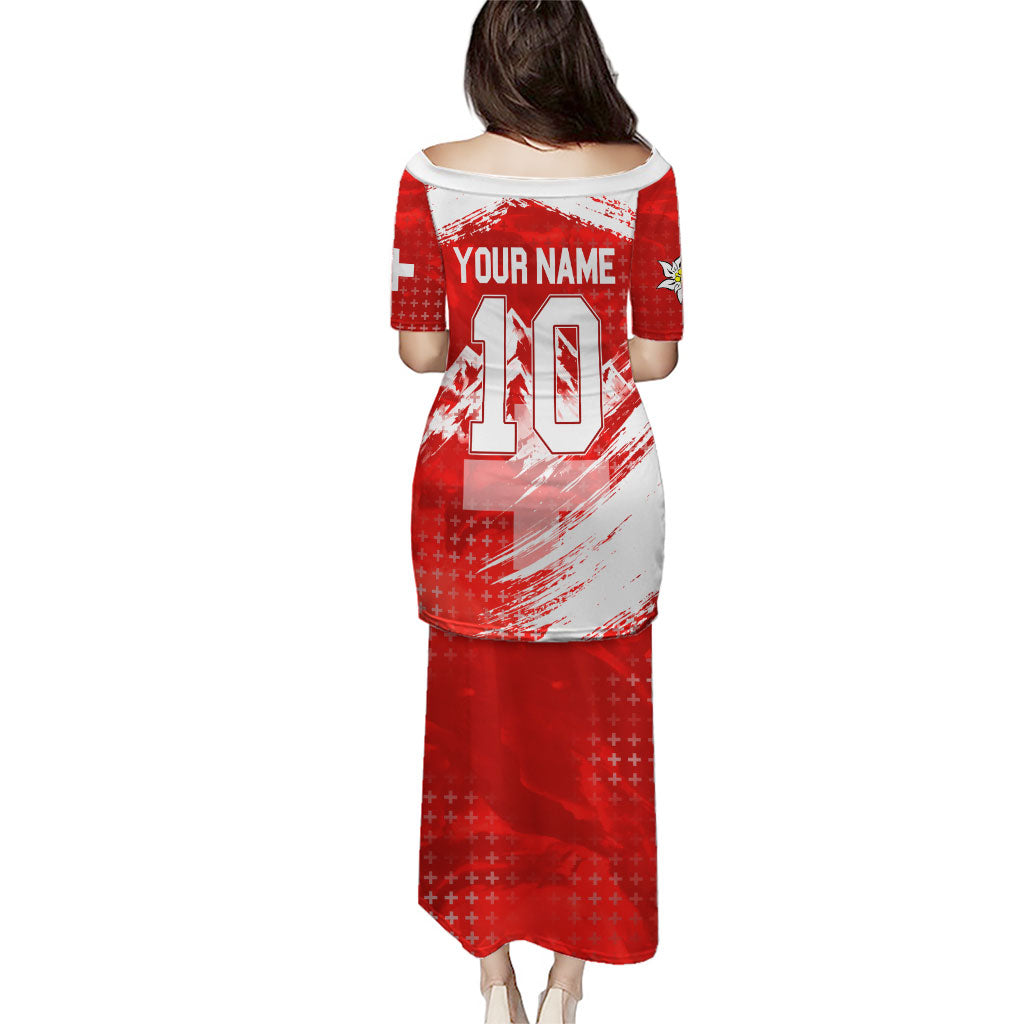 Personalized Switzerland Football Alpine Goat Puletasi Swiss Flag Snow Mountain - Soccer Mascot