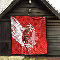 Personalized Switzerland Football Alpine Goat Quilt Swiss Flag Snow Mountain - Soccer Mascot