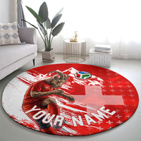 Personalized Switzerland Football Alpine Goat Round Carpet Swiss Flag Snow Mountain - Soccer Mascot
