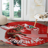 Personalized Switzerland Football Alpine Goat Round Carpet Swiss Flag Snow Mountain - Soccer Mascot
