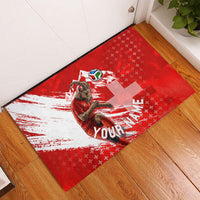 Personalized Switzerland Football Alpine Goat Rubber Doormat Swiss Flag Snow Mountain - Soccer Mascot