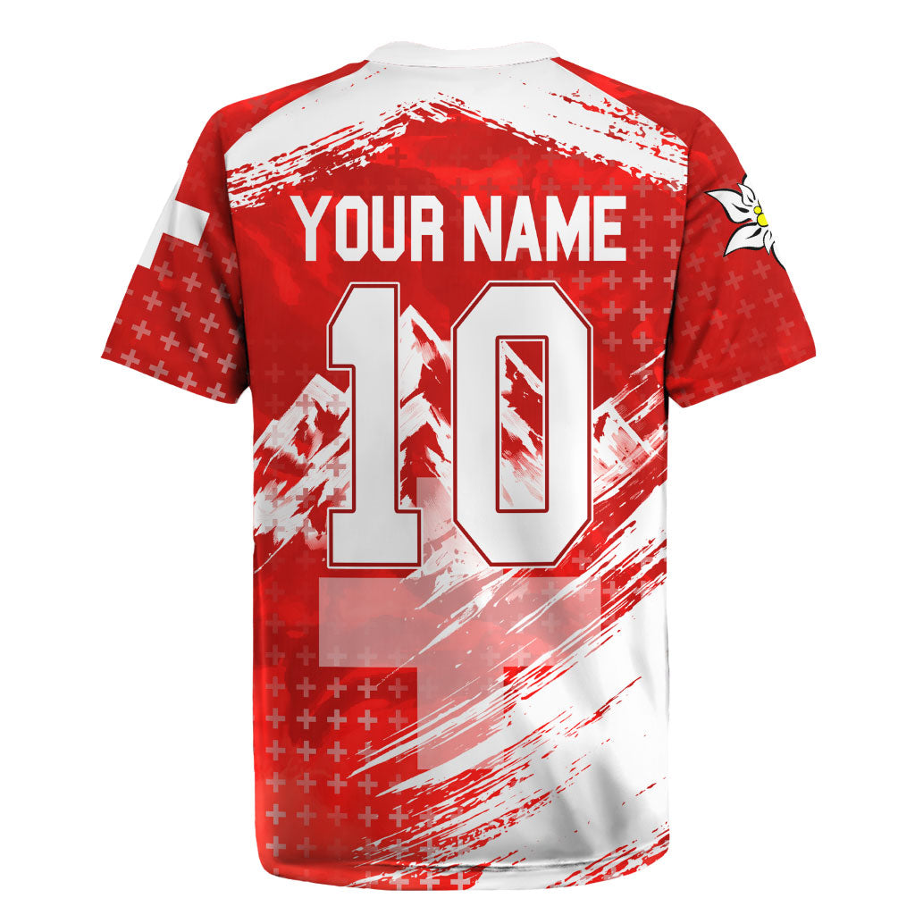 Personalized Switzerland Football Alpine Goat Rugby Jersey Swiss Flag Snow Mountain - Soccer Mascot