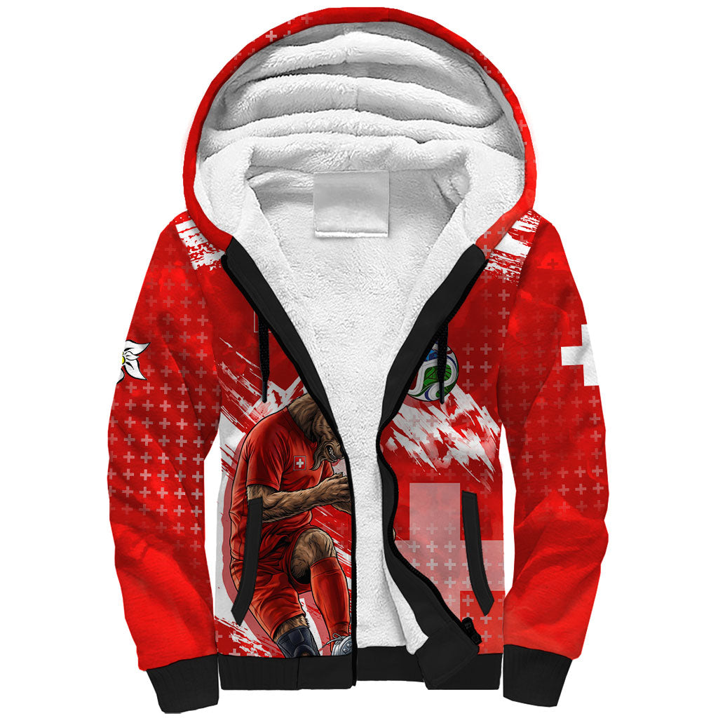 Personalized Switzerland Football Alpine Goat Sherpa Hoodie Swiss Flag Snow Mountain - Soccer Mascot