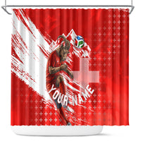 Personalized Switzerland Football Alpine Goat Shower Curtain Swiss Flag Snow Mountain - Soccer Mascot