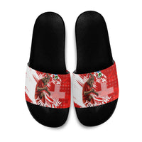 Personalized Switzerland Football Alpine Goat Slide Sandals Swiss Flag Snow Mountain - Soccer Mascot