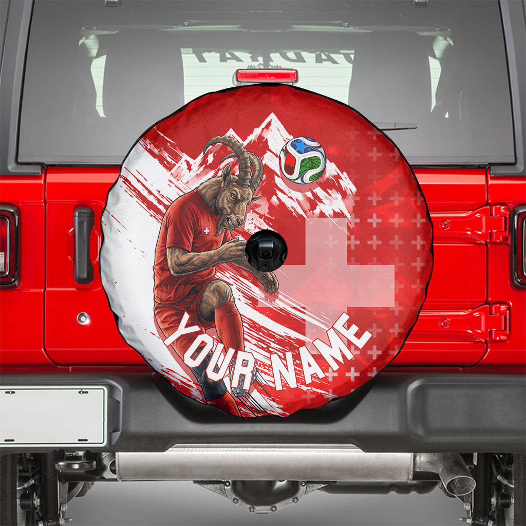 Personalized Switzerland Football Alpine Goat Spare Tire Cover Swiss Flag Snow Mountain - Soccer Mascot
