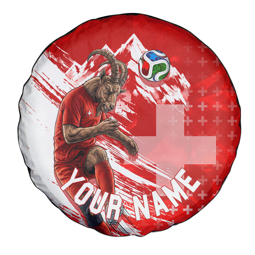Personalized Switzerland Football Alpine Goat Spare Tire Cover Swiss Flag Snow Mountain - Soccer Mascot
