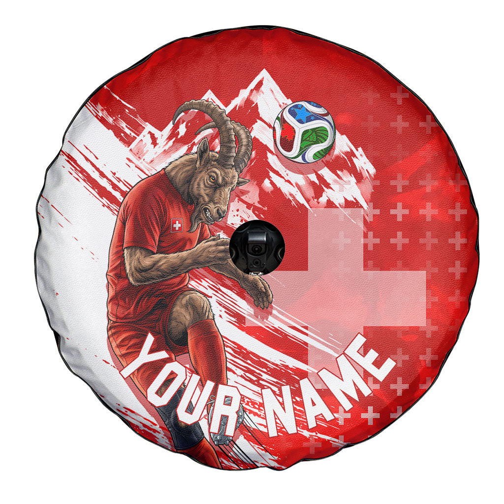 Personalized Switzerland Football Alpine Goat Spare Tire Cover Swiss Flag Snow Mountain - Soccer Mascot