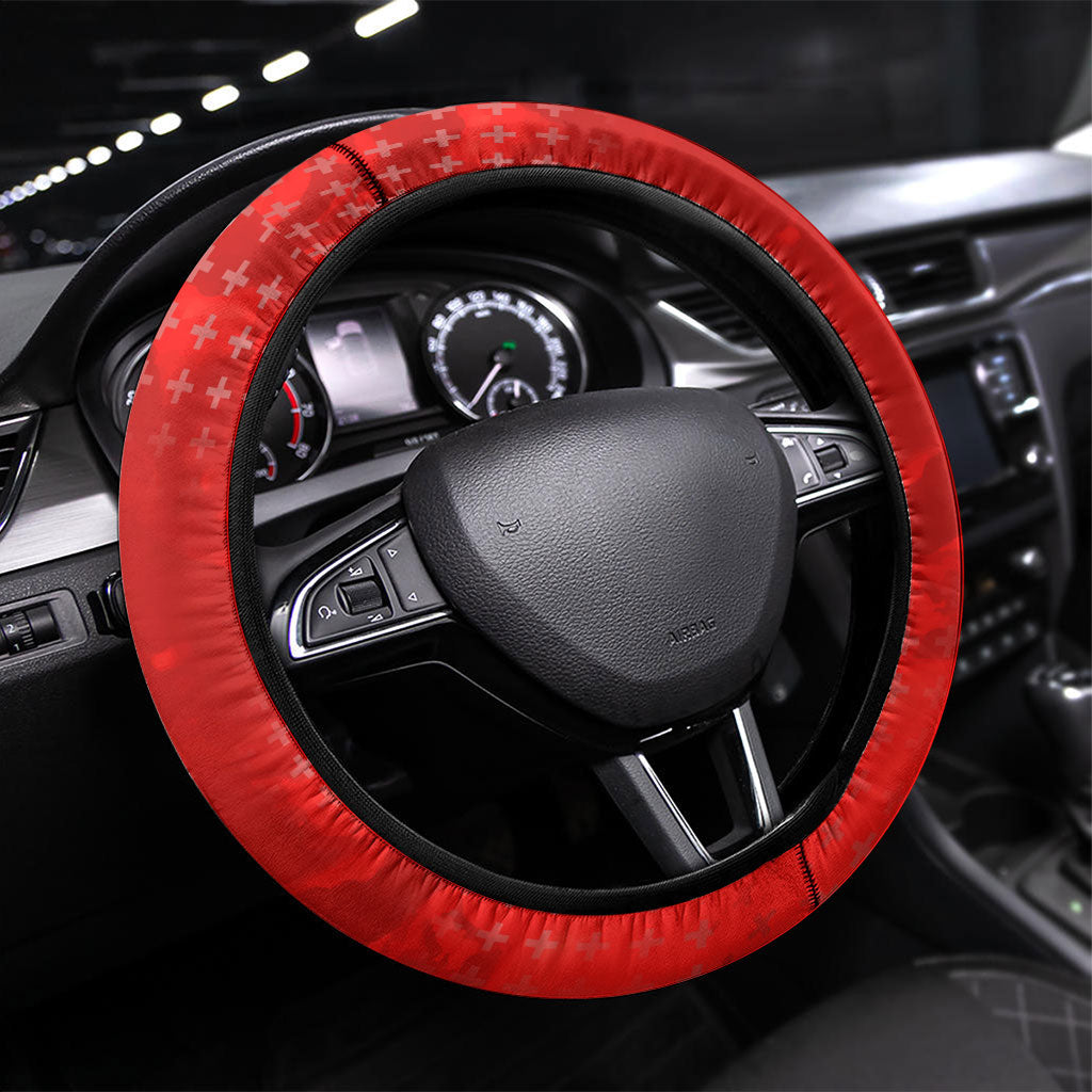 Switzerland Football Alpine Goat Steering Wheel Cover Swiss Flag Snow Mountain - Soccer Mascot