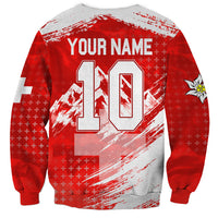 Personalized Switzerland Football Alpine Goat Sweatshirt Swiss Flag Snow Mountain - Soccer Mascot