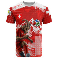 Personalized Switzerland Football Alpine Goat T Shirt Swiss Flag Snow Mountain - Soccer Mascot